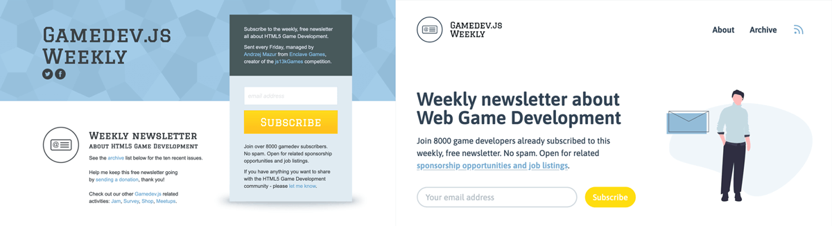 Gamedev.js Weekly: old vs new website