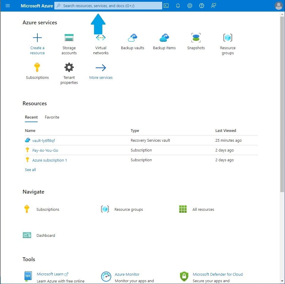 Searching for Storage Account