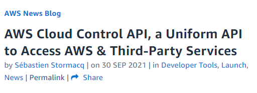 Anúncio da AWS sobre Cloud Control API