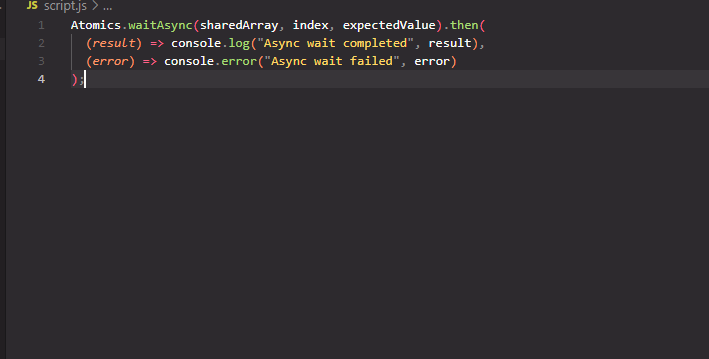 A code example of the Atomics.wait function