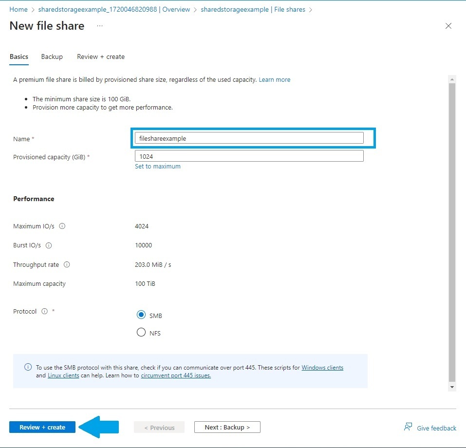 Creating the File Share