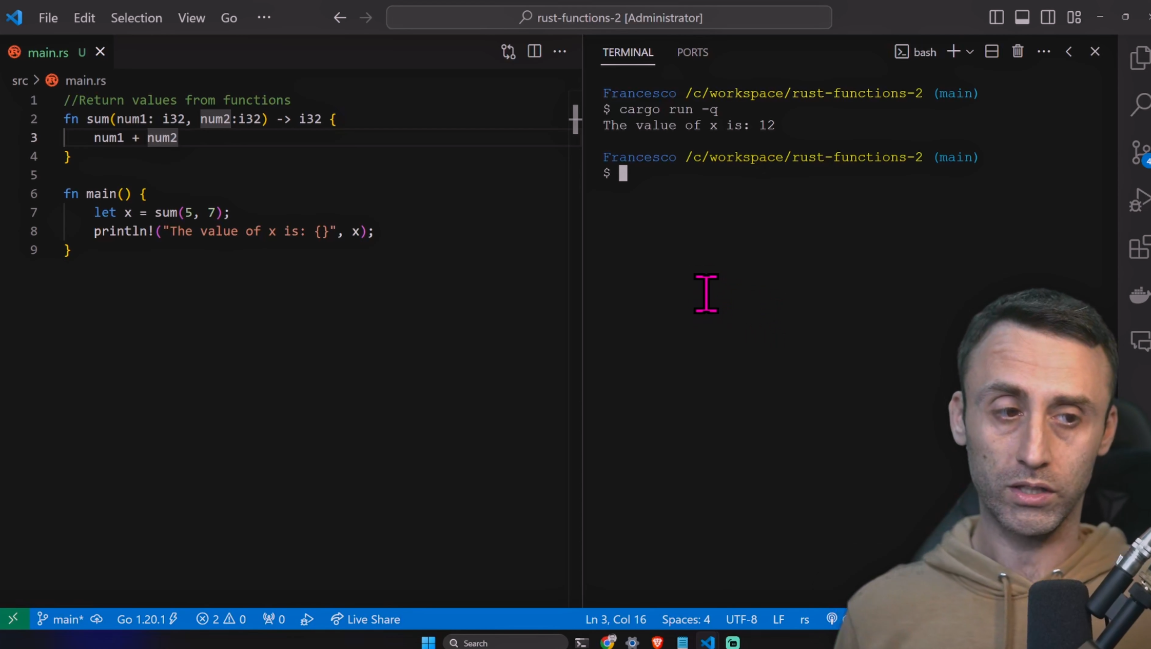 functions in Rust - Rust programming tutorial
