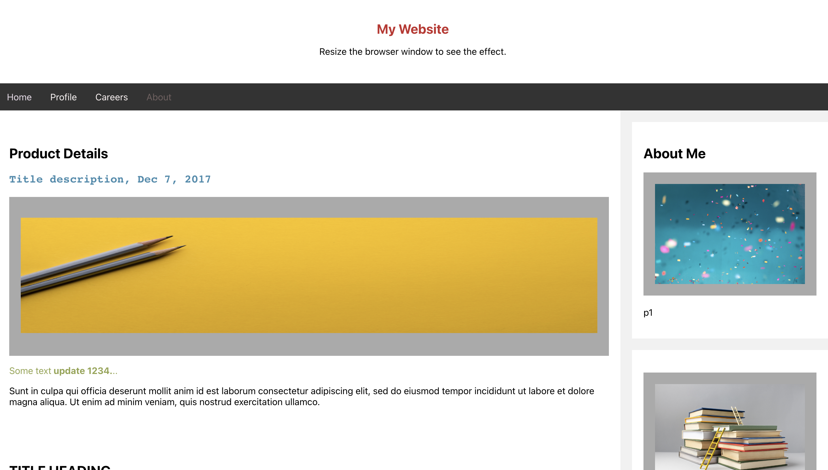 Screenshot of the React Application