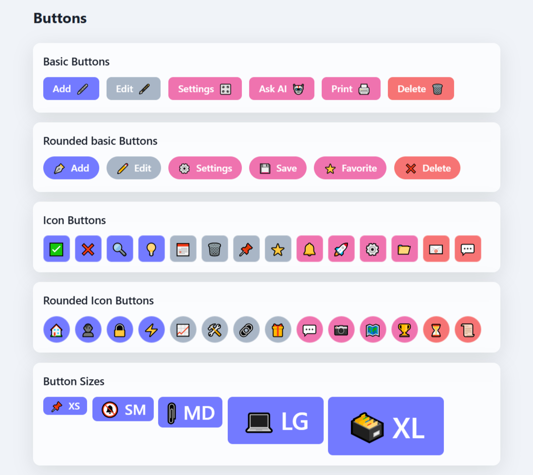 Buttons in different styles