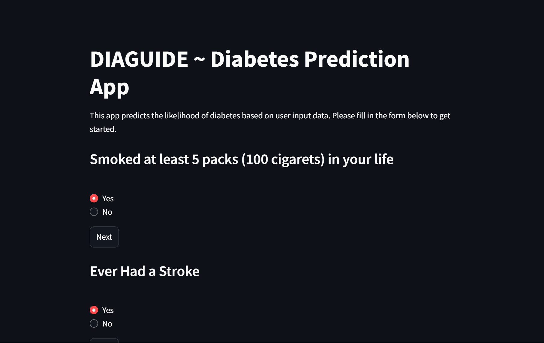 A screen record of DiaGuide Webpage