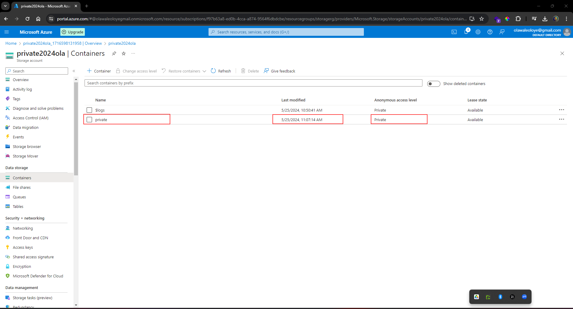 private storage container