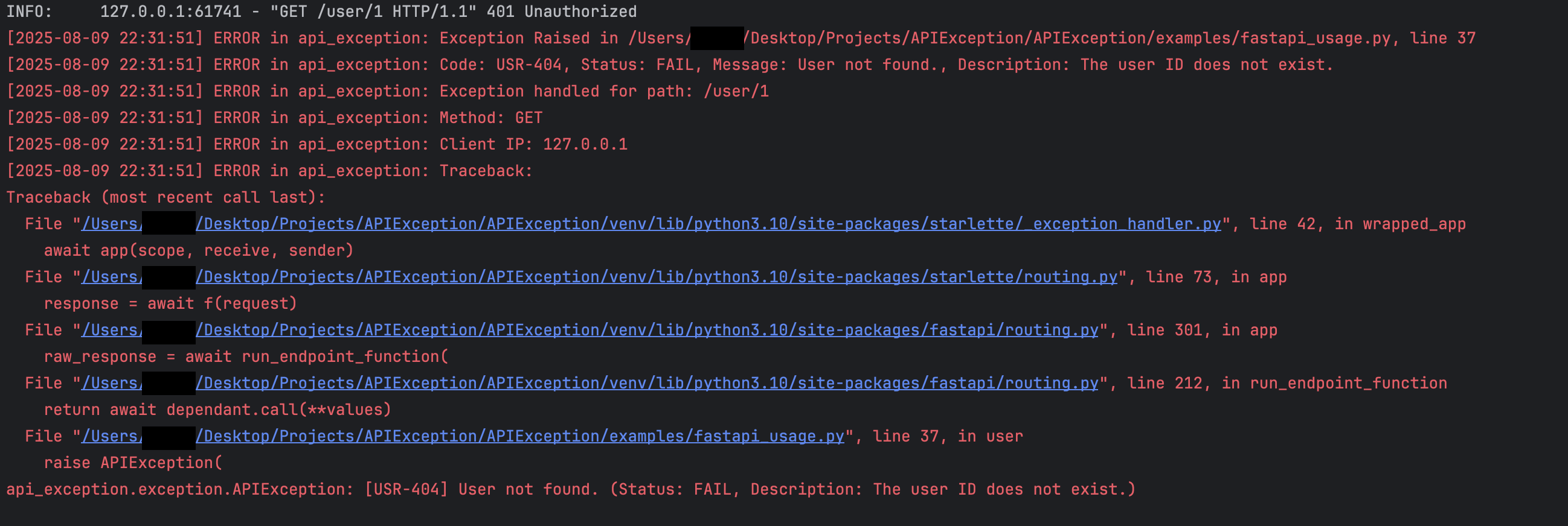APIException Log