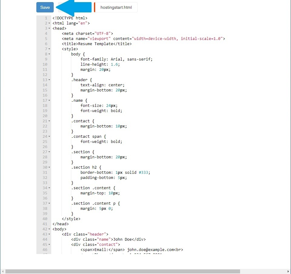Adding resume in html
