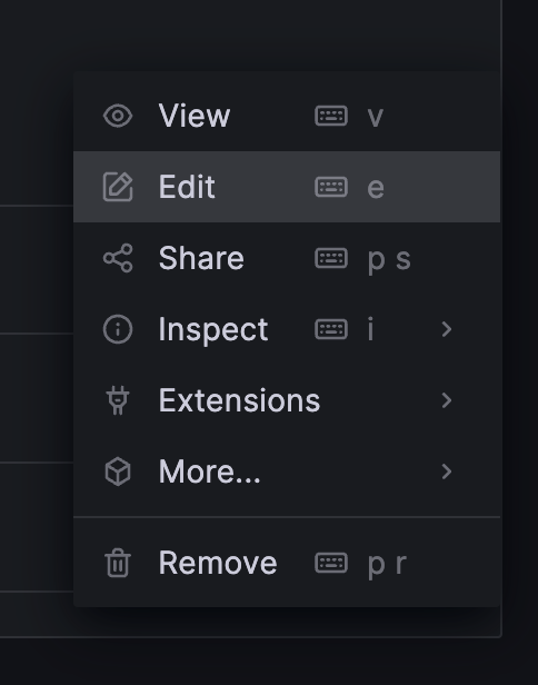 Edit panel