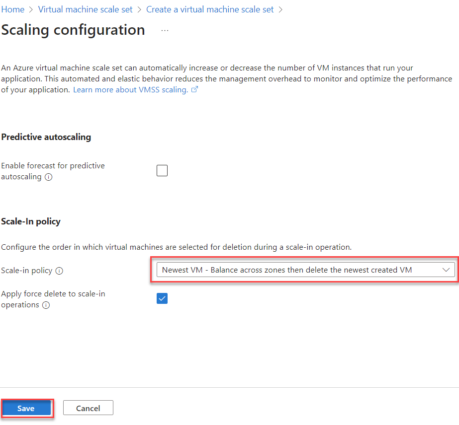 Scaling configuration