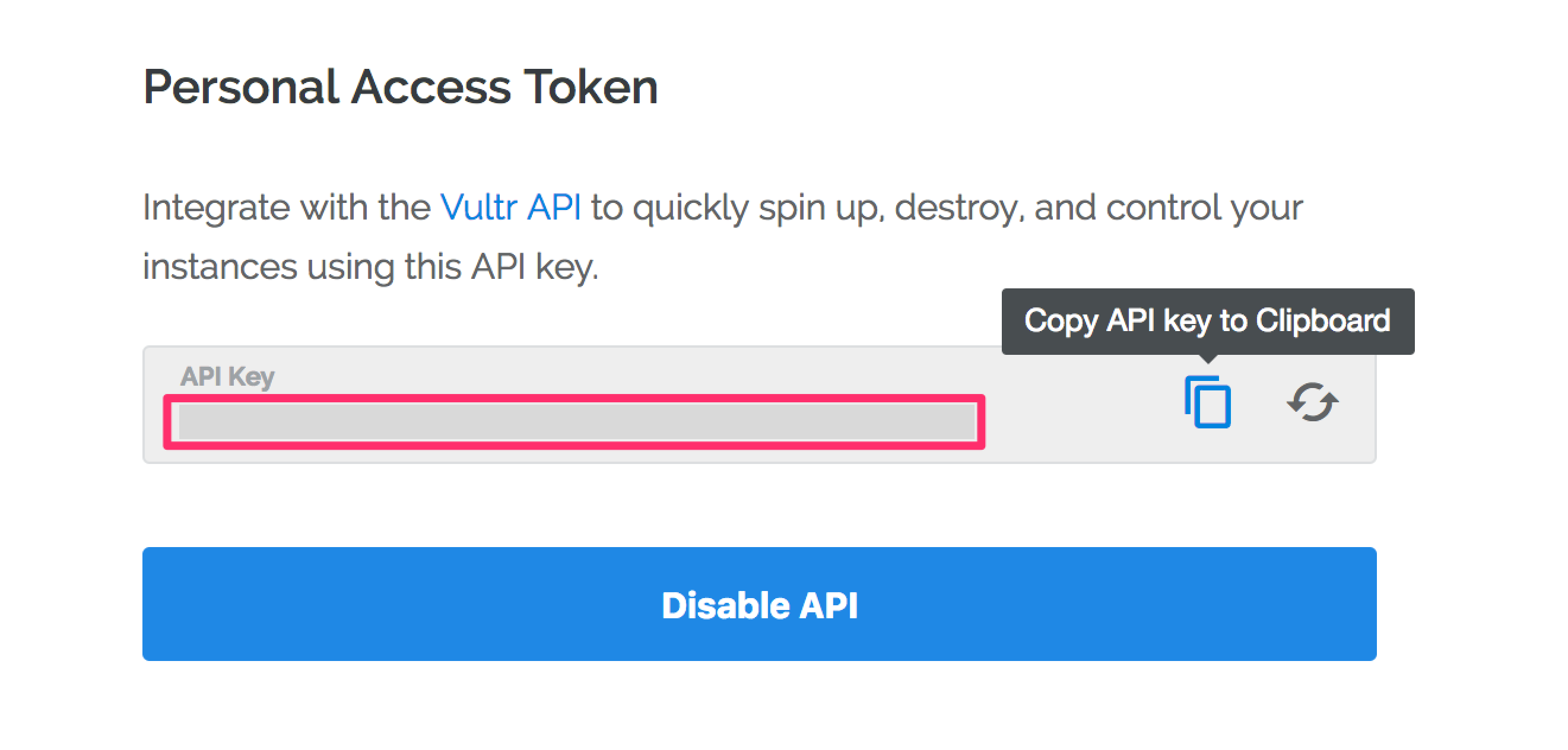 Vultr API copy token