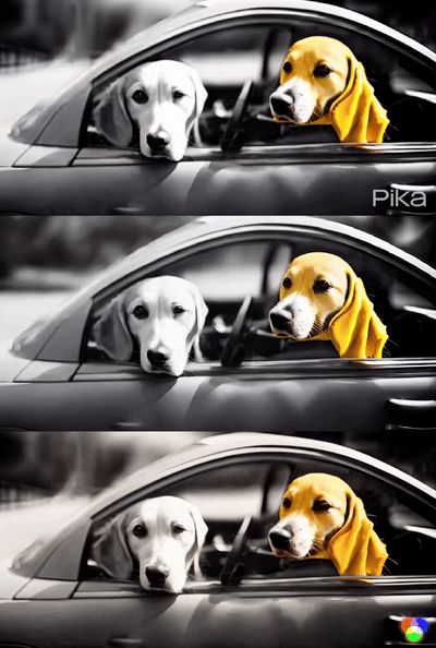 Dogs are riding in the car
