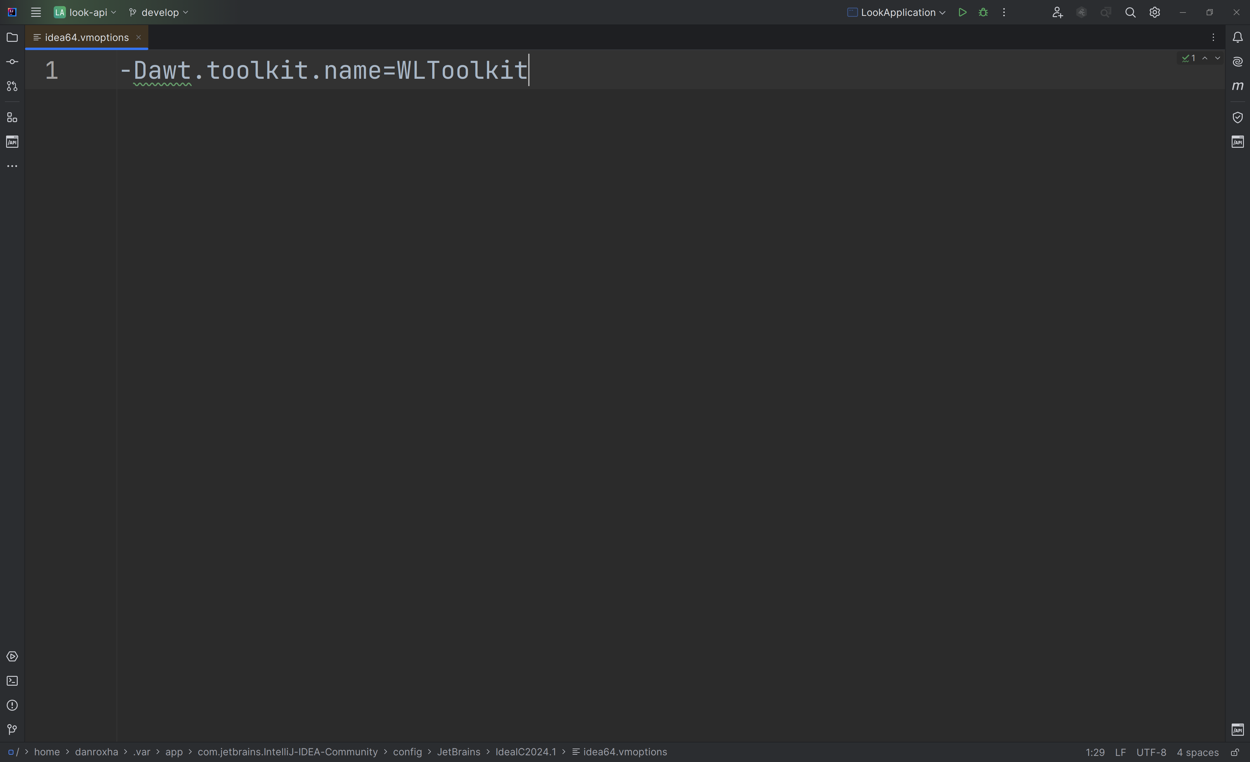 Configuração da VMOptions em arquivo