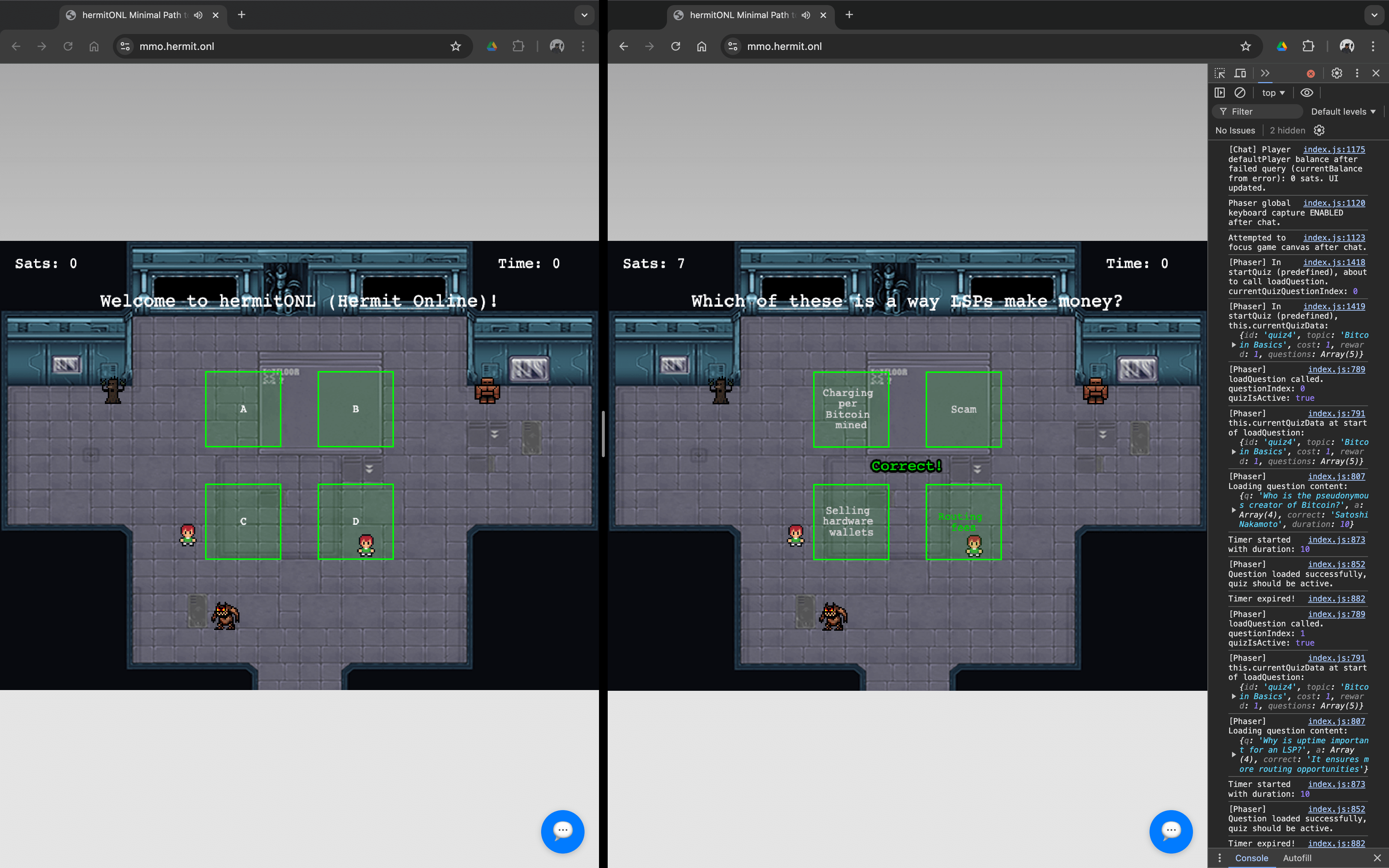 hermitONL v0.3 Bitcoin Phaser 3 Game