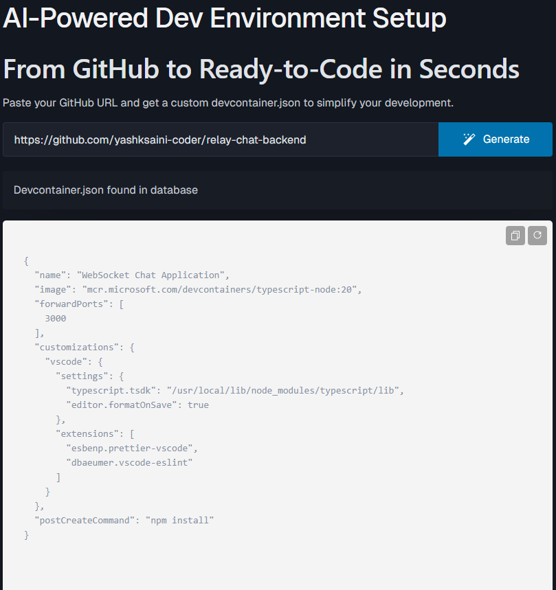 Devcontainer AI page