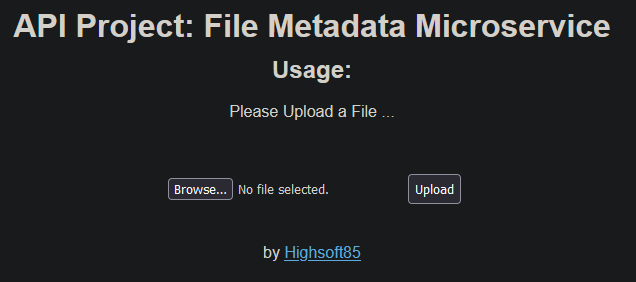 Screen for File Metadata Microservice project