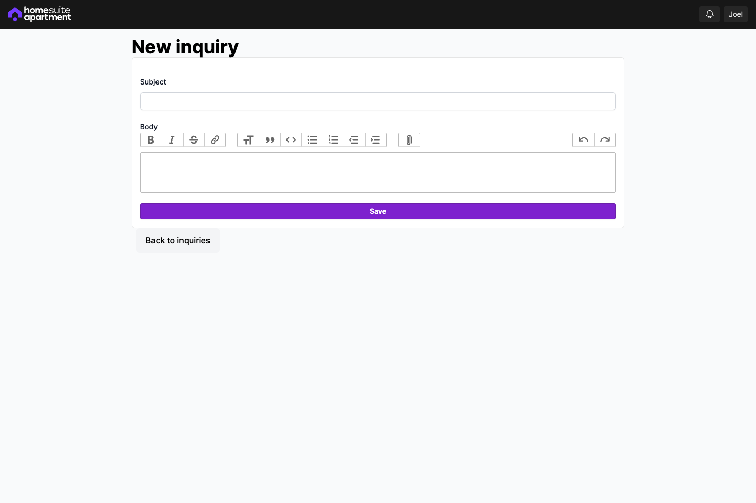 New inquiry page