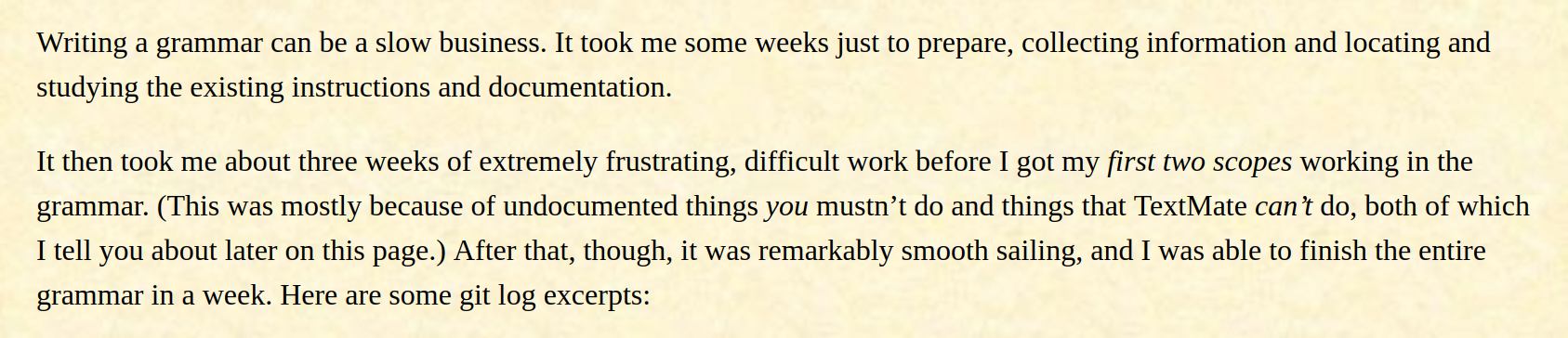 Excerpt from Matt Neuburg’s article about grammars