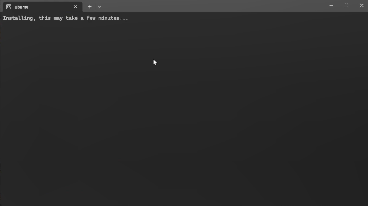 Ubuntu distribution download and installation progress in the terminal