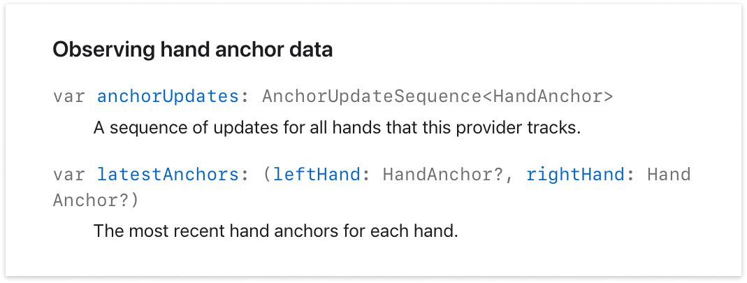 Observing hand anchor data