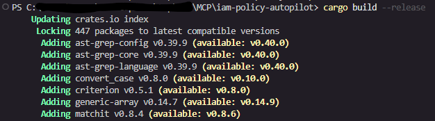 빌드 출력 스크린샷
