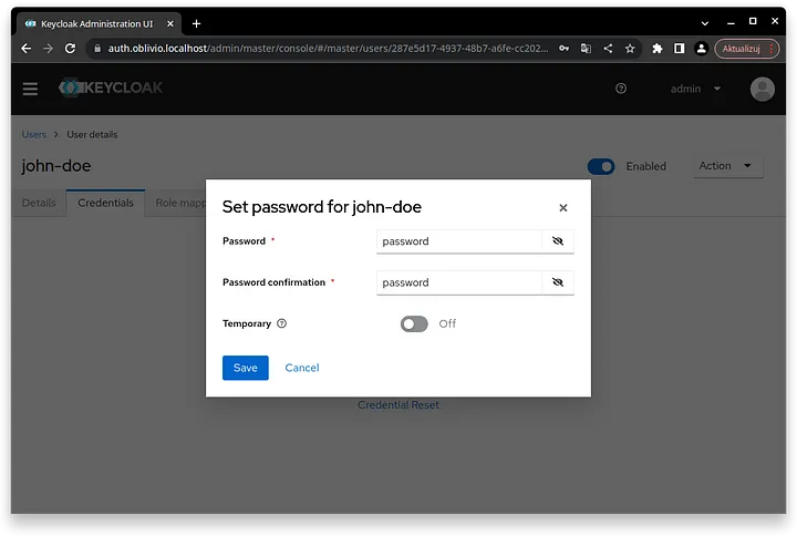 Keycloak User Password