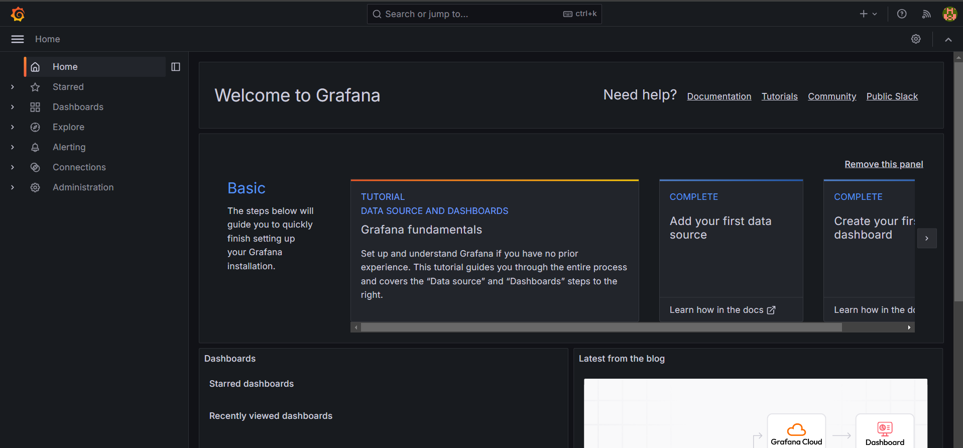 Grafana Home Page
