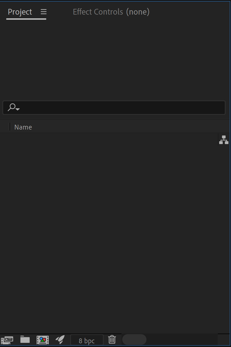 Screenshot of the after effects project panel.