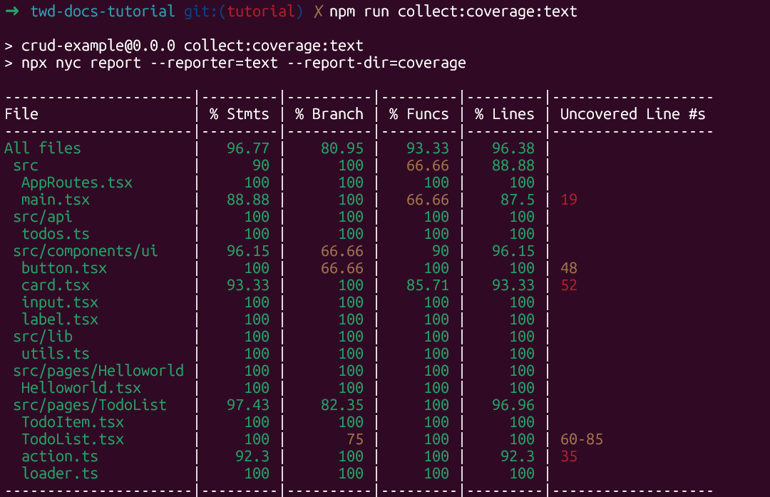 coverage text reporter