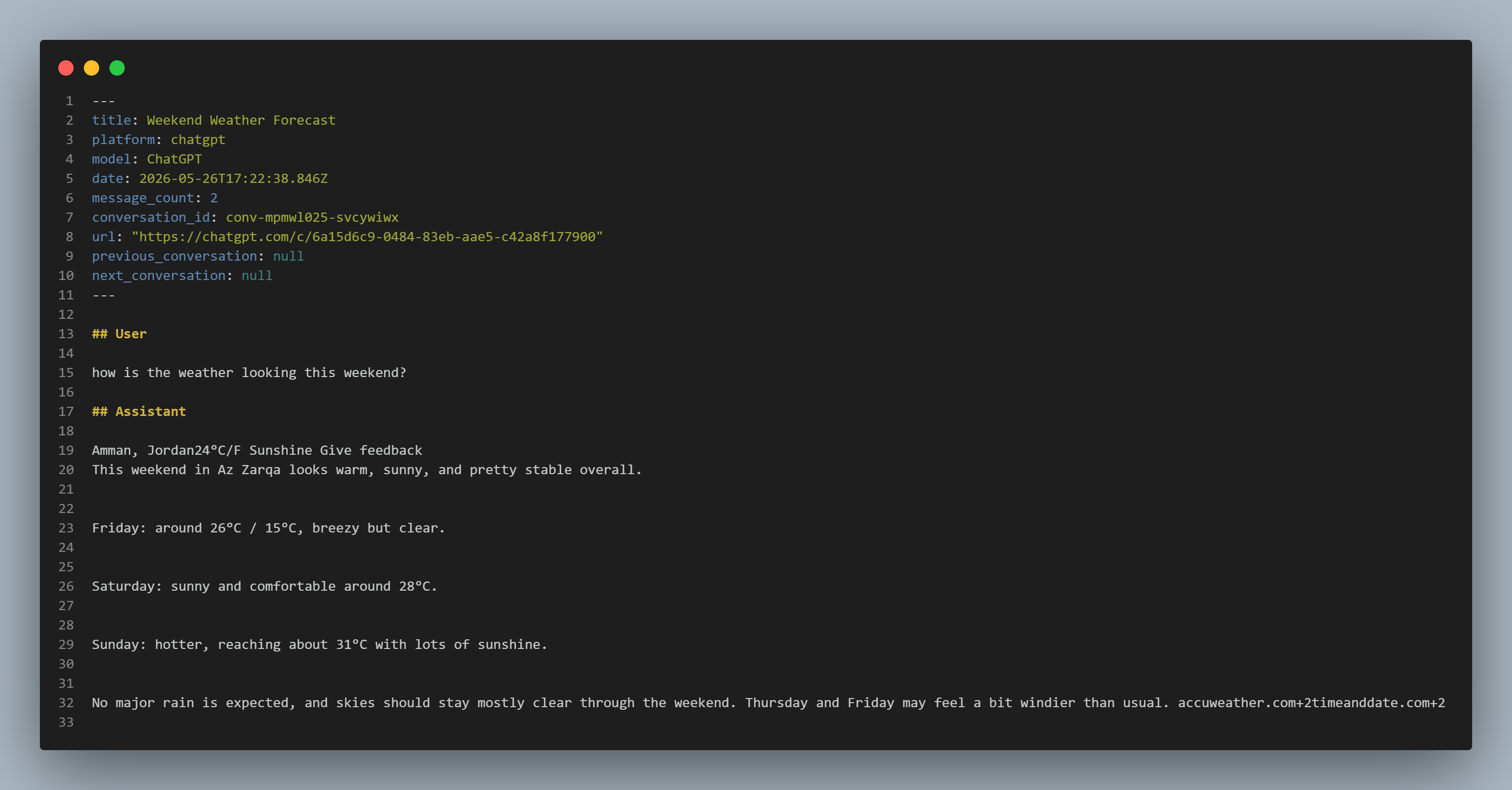 Markdown Export