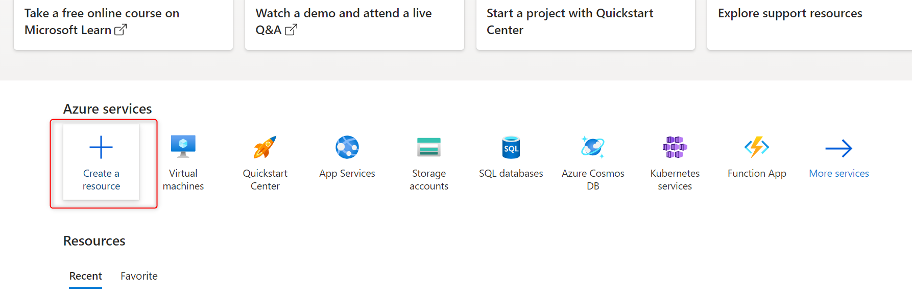 Azure dashboard