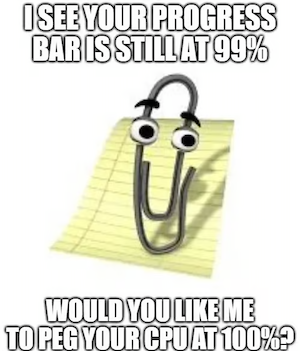 Progress bar loading at 90%