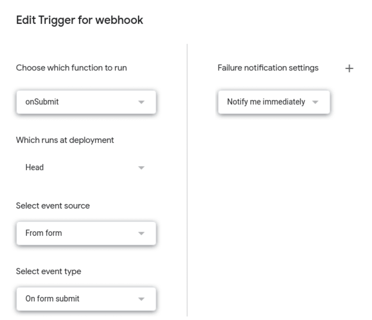 Creating a new onSubmit trigger