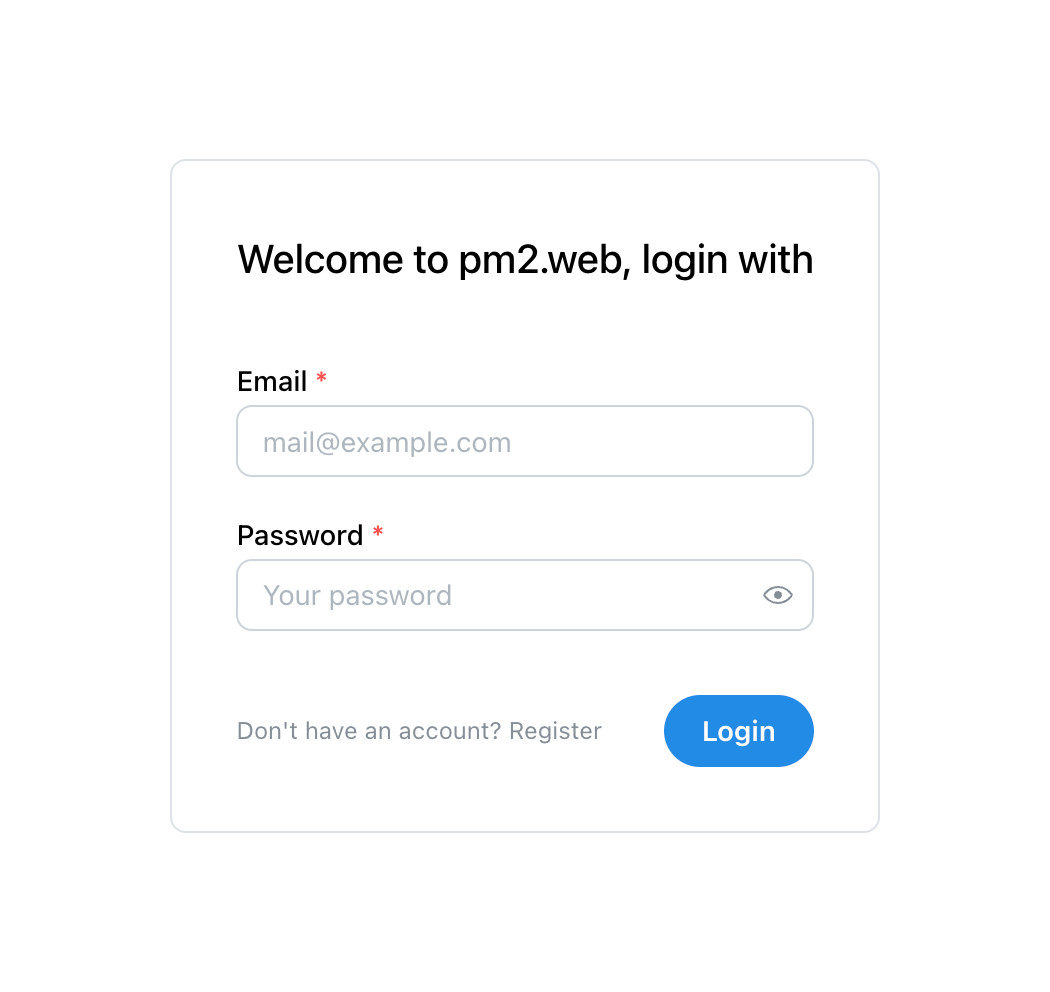 pm2.web Dashboard 的使用者註冊頁面