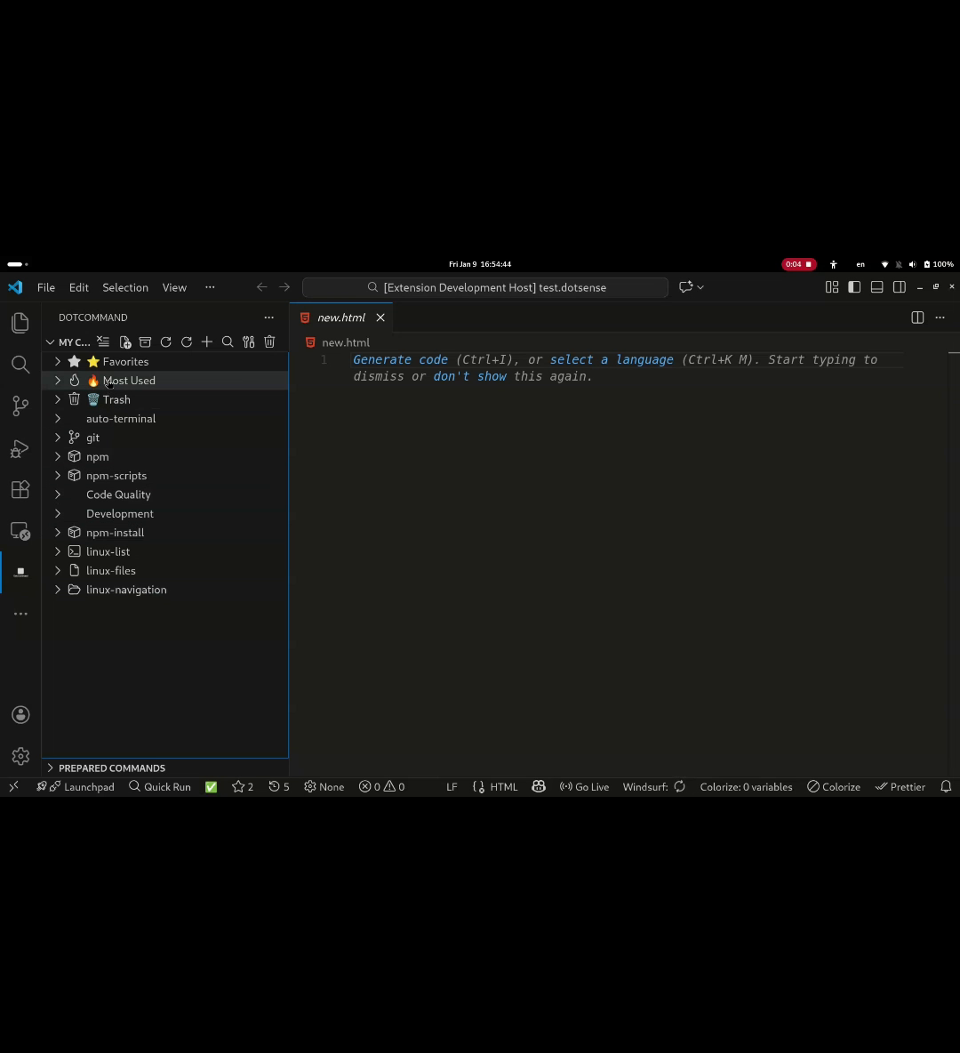 DotCommand UI – NPM detection