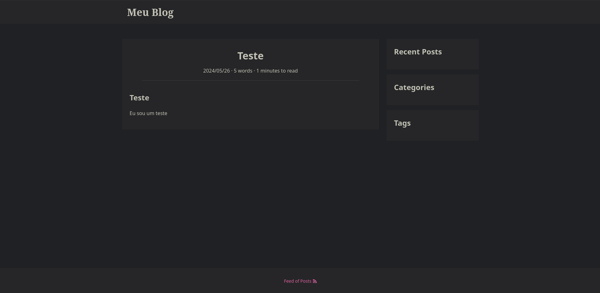 Imagem mostrando a página de teste