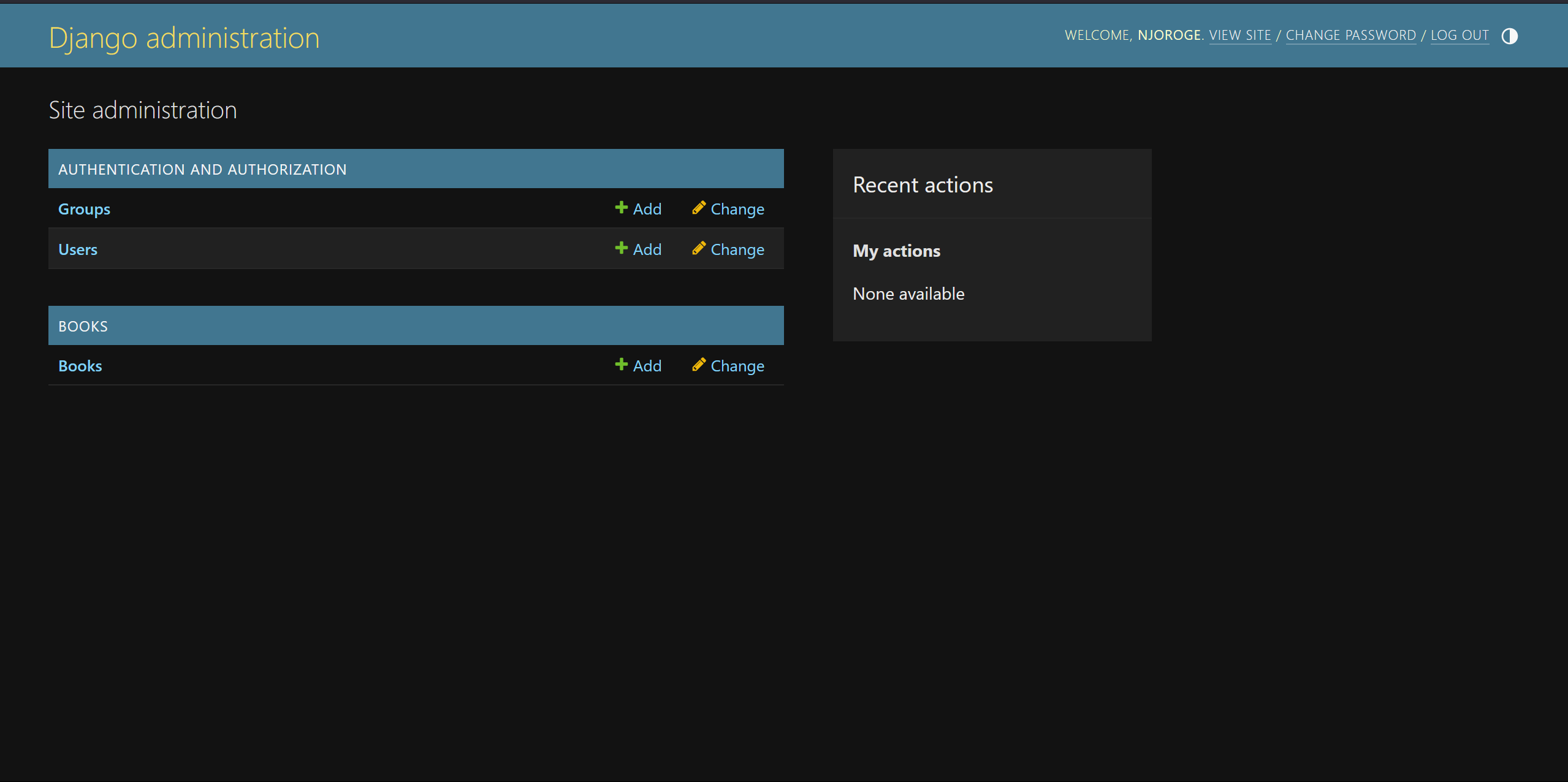 Books Model as seen in the Django Admin site