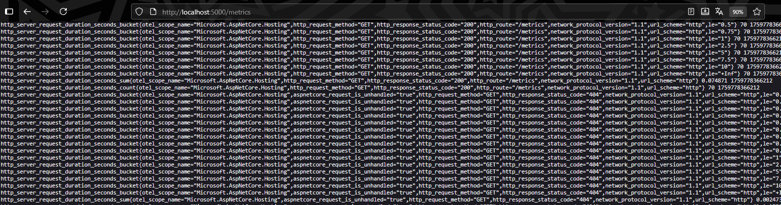 image of metrics at /metrics endpoint