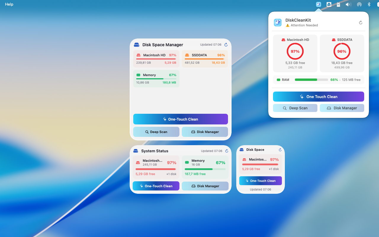 菜单栏小部件截图