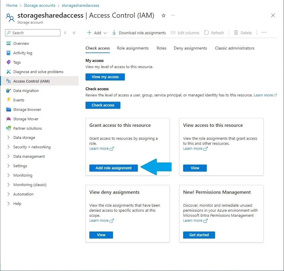 Adding a role assignment