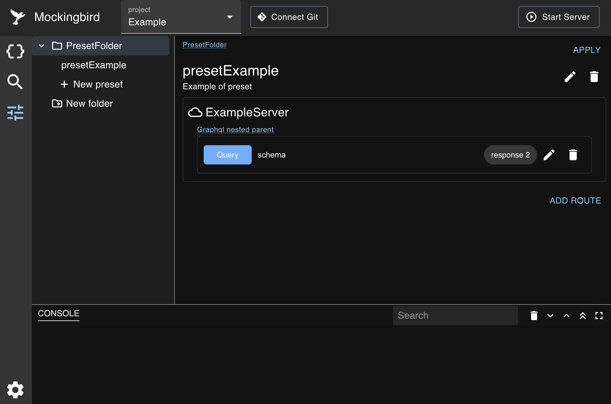 Preset details with route