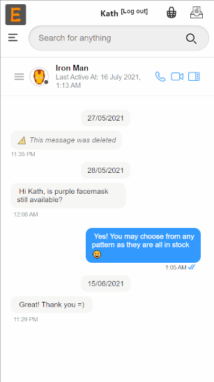 Demonstrating seller’s reply using mobile view 📱
