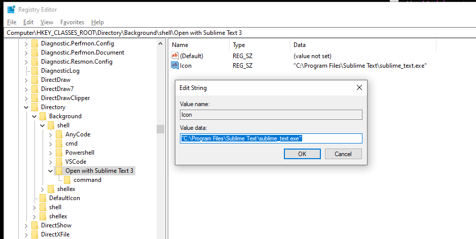 Setting the string value