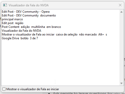 Exemplo de como é a janela do visualizador de fala