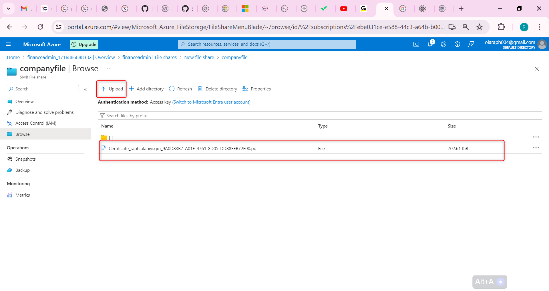 Upload a file of your choosing