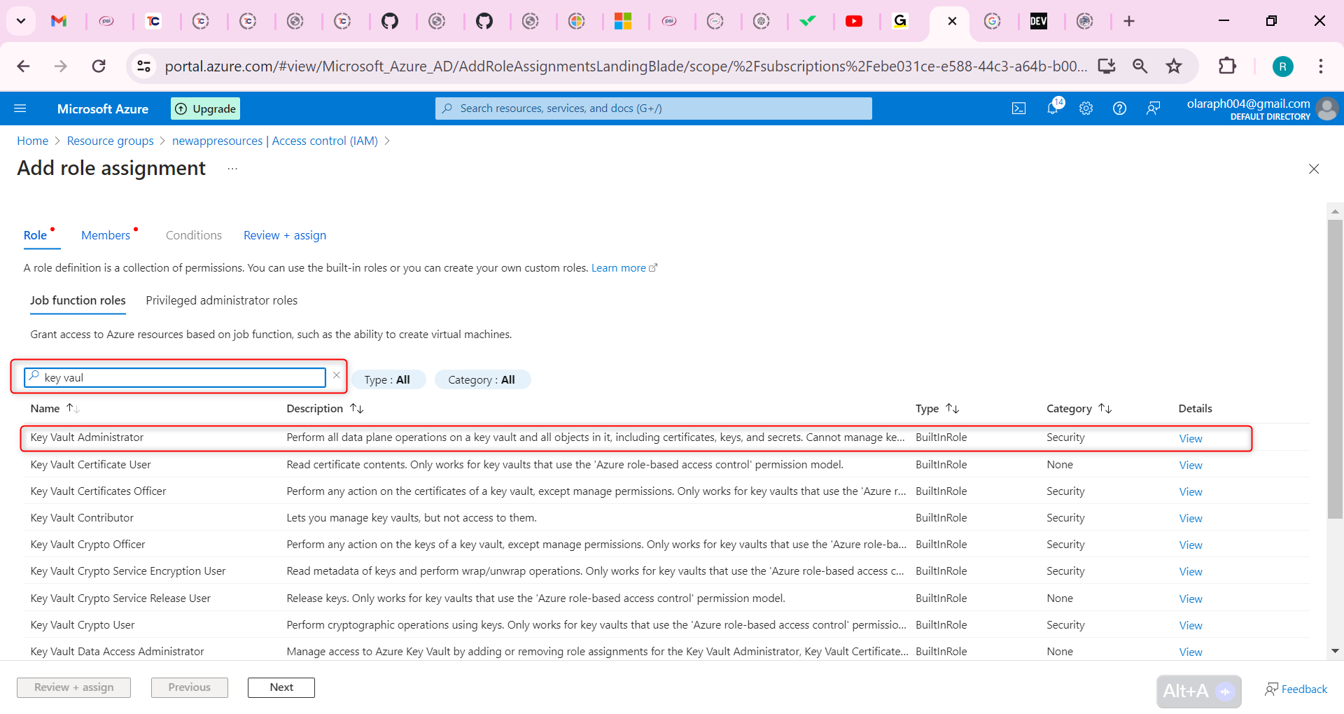 Key Vault Administrator role