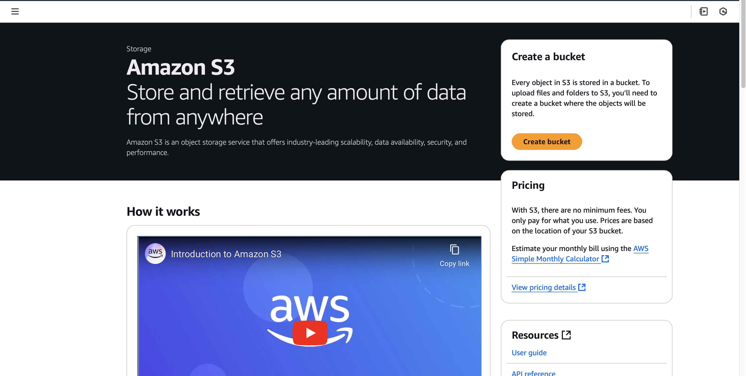 S3 landing page