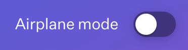 Componente switch de exemplo, com a label "airplane mode" e a posiΓ§Γ£o de desligado