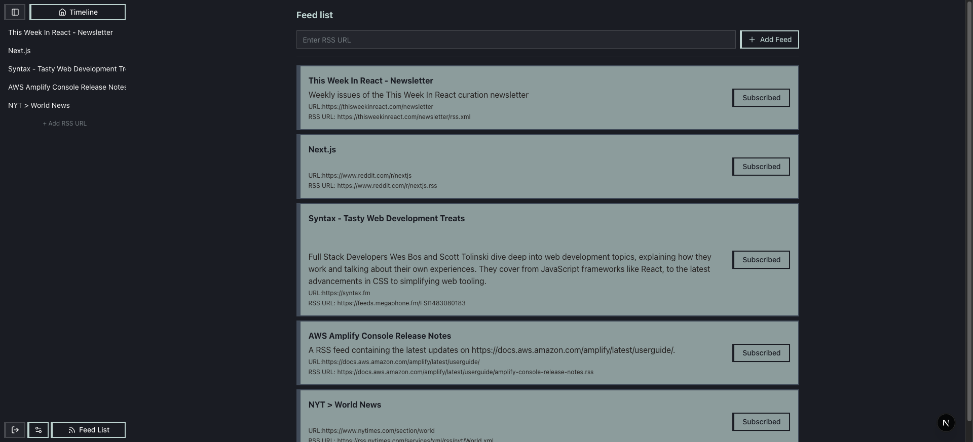 RSS Feed Registration