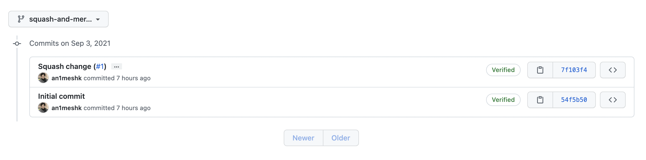 clean commit history